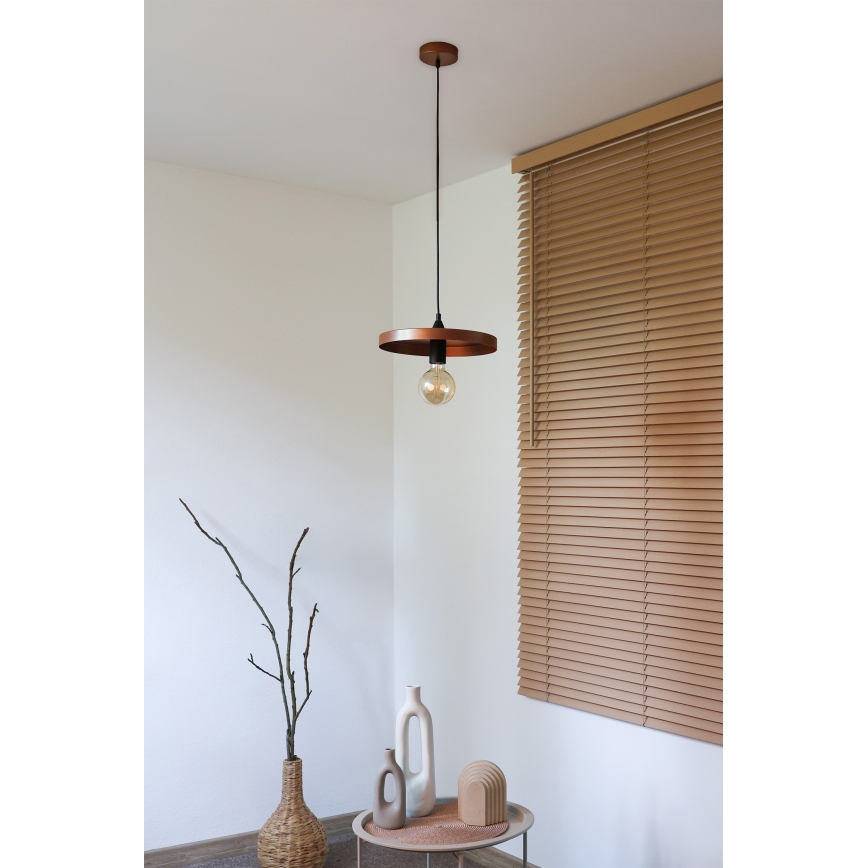 Duolla - Viseča svetilka na žički IRONLINE 1xE27/15W/230V, Ø 30 cm, bakrena/črna