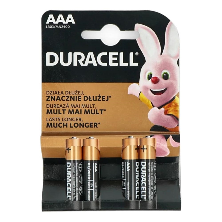 Duracell - 4 kos Alkalna baterija Basic LR03/AAA 1,5V 2400 mAh
