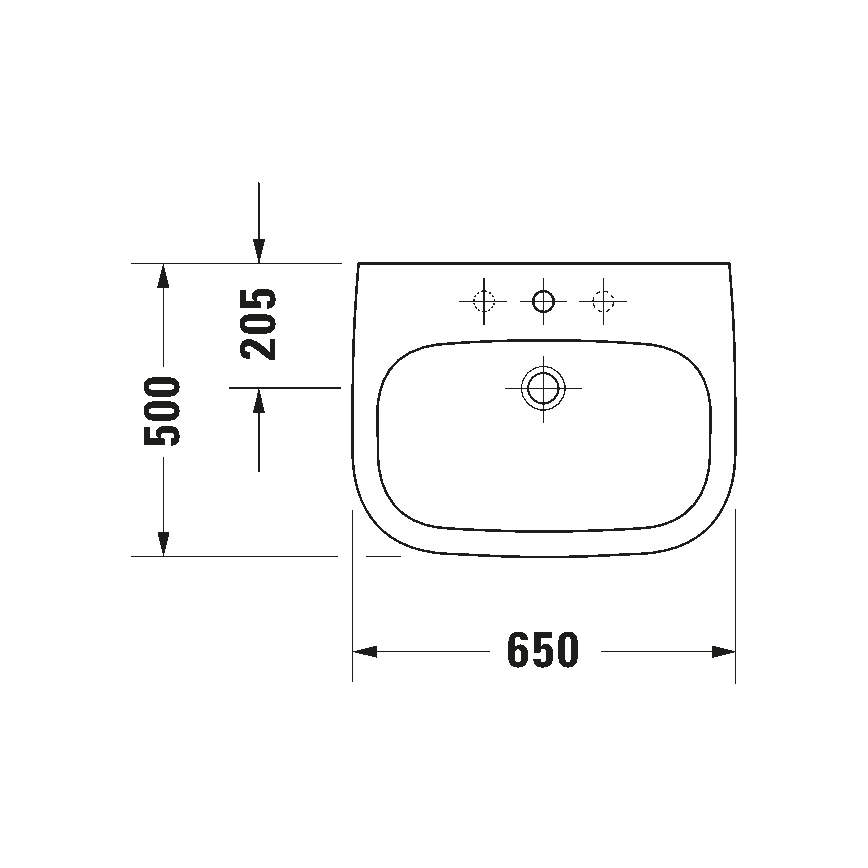 Duravit 23106500002 - Viseči umivalnik D-CODE 65x50 cm, keramičen, sijajno bel