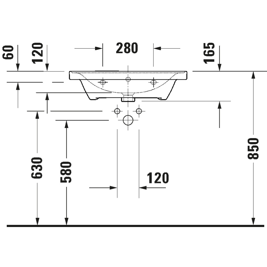 Duravit 2367650060 - Stenski umivalnik D-NEO 65 x 48 cm keramika/sijajna bela