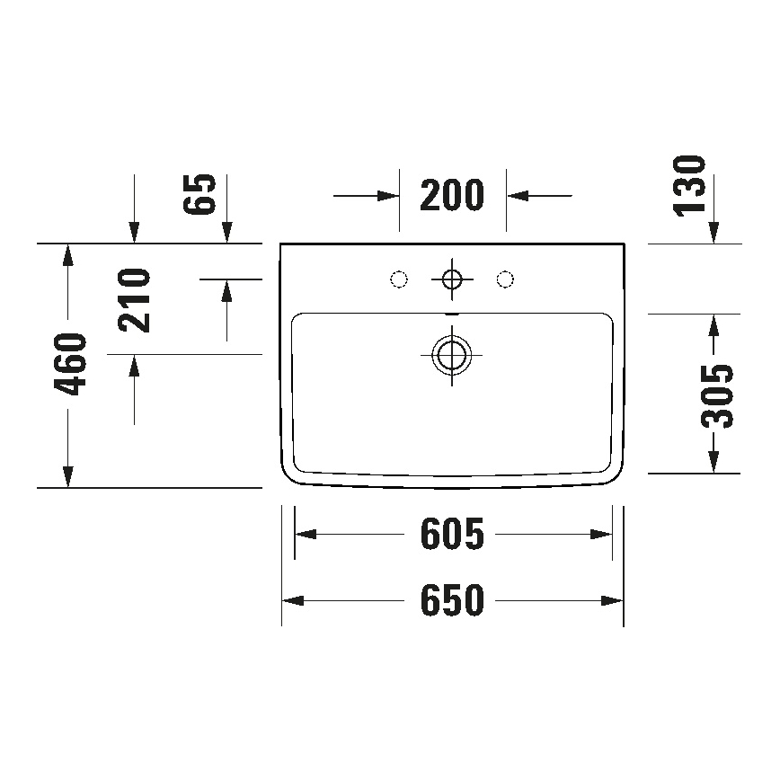 Duravit 23756500002 - viseči umivalnik D-NEO 65x46 cm keramika/sijajna bela