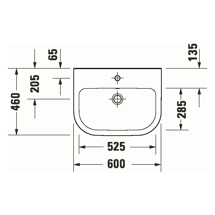 Duravit 23986000002 - Viseči umivalnik D-CODE 60x46 cm keramika/sijajna bela
