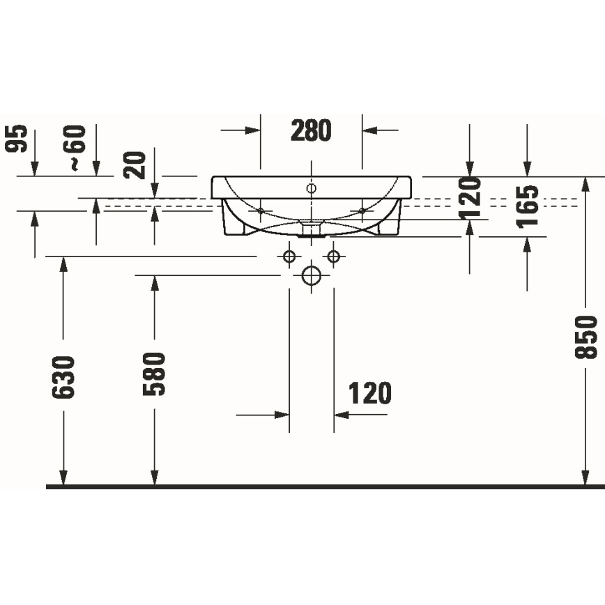 Duravit 24035500002 - Vgradni umivalnik D-CODE 55x45,5 cm keramika/sijajna bela