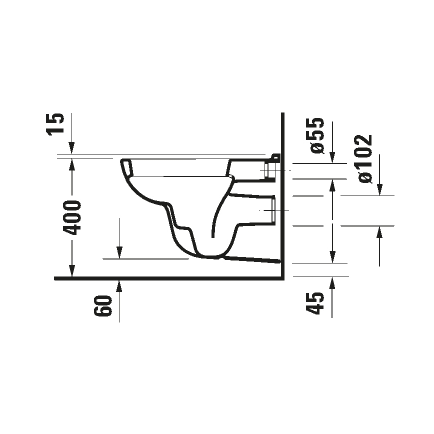 Duravit 25350900002 - Stenska WC školjka D-CODE keramika/sijajna bela
