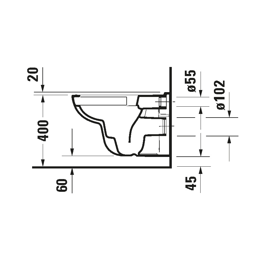 Duravit 25700920002 - Viseče Rimless WC D-CODE, keramika/sijajna bela