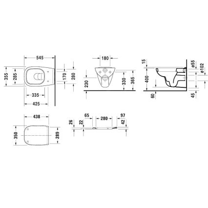 Duravit 45350900A1 - Viseča WC školjka D-CODE z WC sedežem SoftClose, keramika/sijajno bela