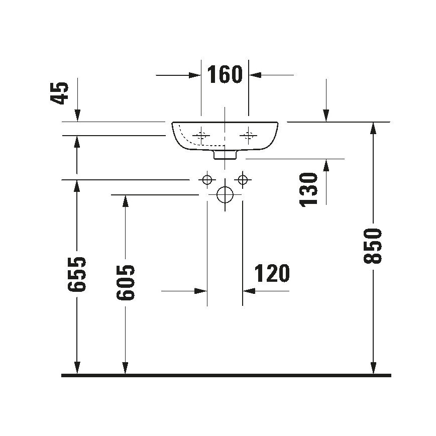 Duravit 7053600082 - Stenski umivalnik D-CODE 36x27 cm keramika/sijajna bela