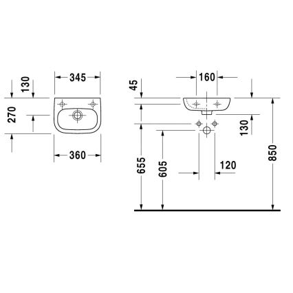 Duravit 7053600092 - Viseči umivalnik D-CODE 36x27 cm keramika/sijajna bela