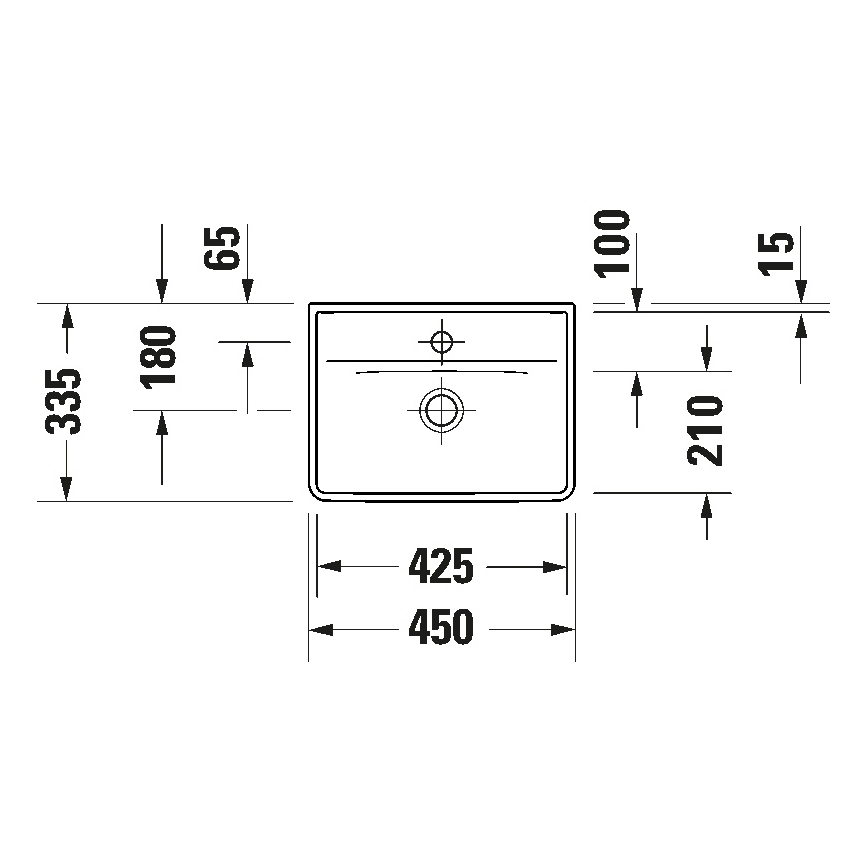 Duravit 738450041 - Stenski umivalnik D-NEO 45x33,5 cm keramika/sijajna bela