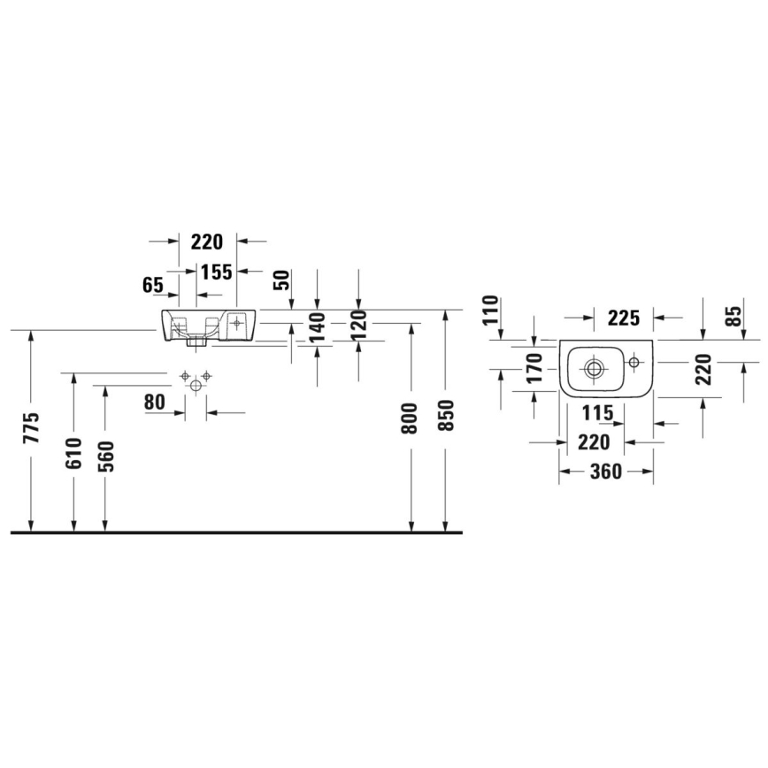 Duravit 7453600412 - Viseči umivalnik D-NEO 36x22 cm keramika/sijajna bela