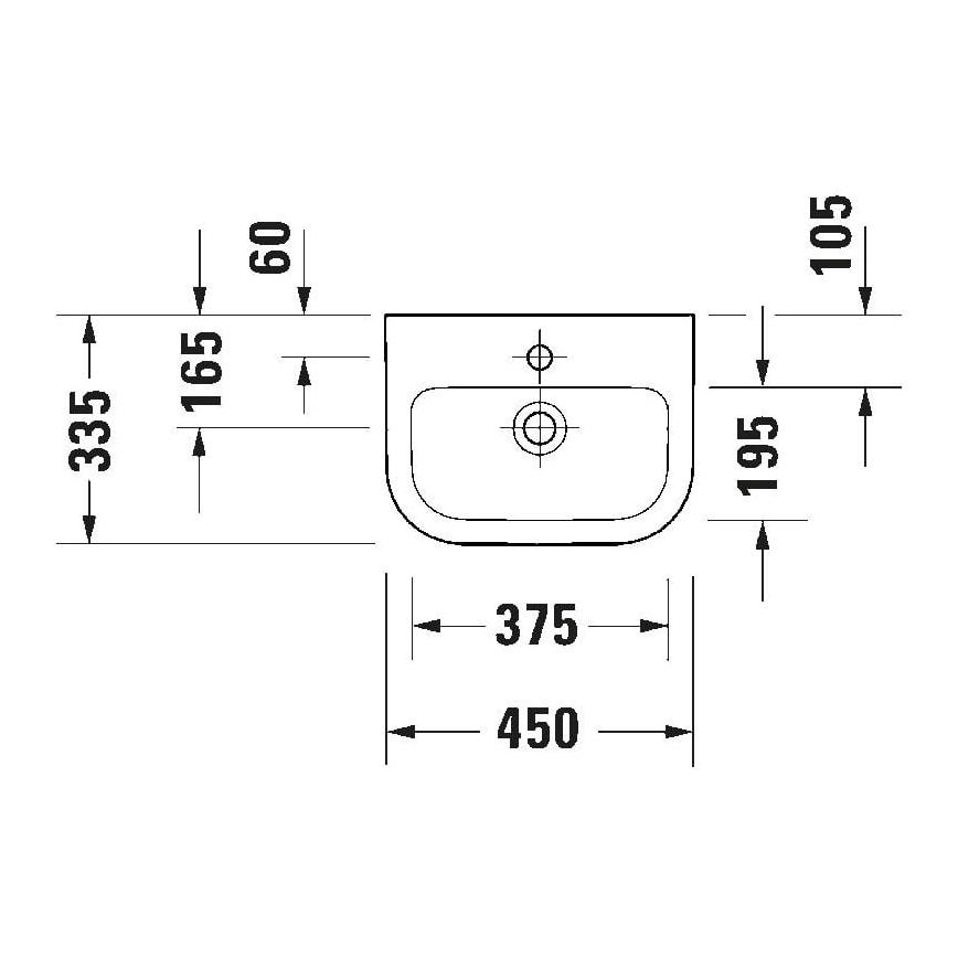 Duravit 7484500002 - Stenski umivalnik D-CODE 45x33,5 cm keramika/sijajna bela