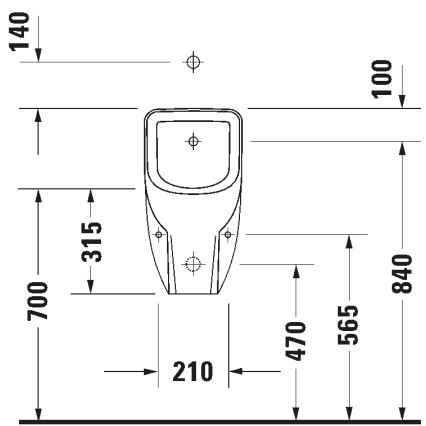 Duravit 828300000 - Pisoar D-CODE brez roba, zgornji dovod, zadnji odtok keramika/sijajna bela