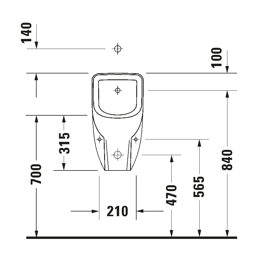 Duravit 828300000 - Pisoar D-CODE brez roba, zgornji dovod, zadnji odtok keramika/sijajna bela