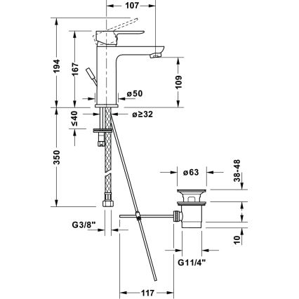 Duravit DC1023001010 - Mešalnik za umivalnik z izpustom D-CODE, sijajni krom