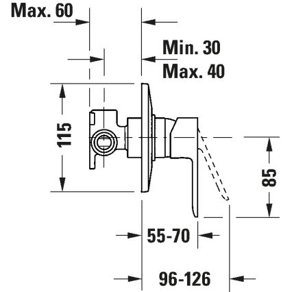 Duravit DC4210007046 - Tuš mešalnik za podometno vgradnjo D-CODE matna črna