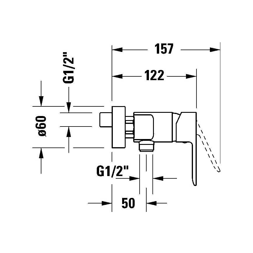Duravit DC4230001010 - Stenska bidetna armatura D-CODE, sijajni krom