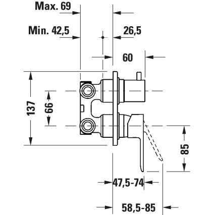 Duravit DC5210008046 - Tuš mešalnik za podometno vgradnjo D-CODE mat črna
