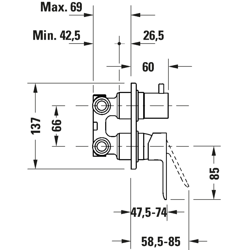 Duravit DC5210008046 - Tuš mešalnik za podometno vgradnjo D-CODE mat črna