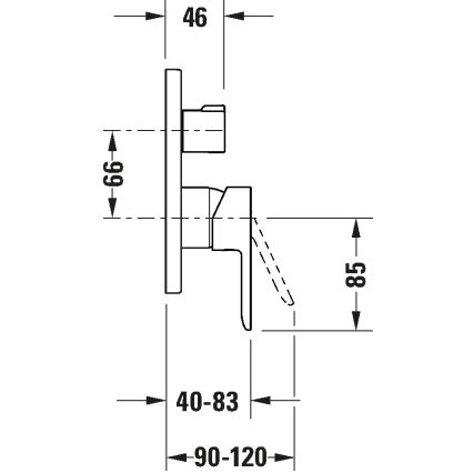Duravit DC5210012010 - Kopalniška baterija za podometno vgradnjo D-CODE, sijajni krom