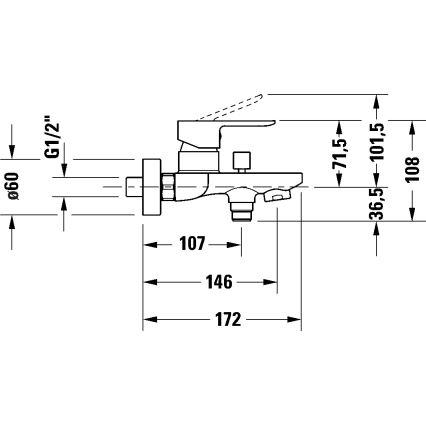 Duravit DC5230001046 - Kopalniška baterija za kad D-CODE mat črna