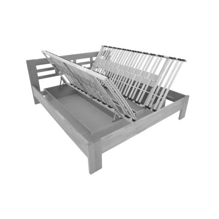 Dvoposteljna postelja iz masivnega lesa s prostorom za shranjevanje ANGELA 180x200 cm bela