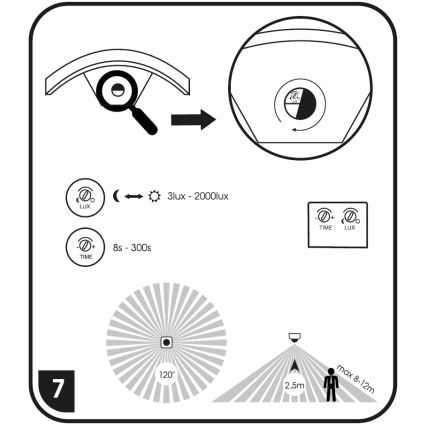 LED Zunanja stenska svetilka s senzorjem STYL LED/8W/230V IP44