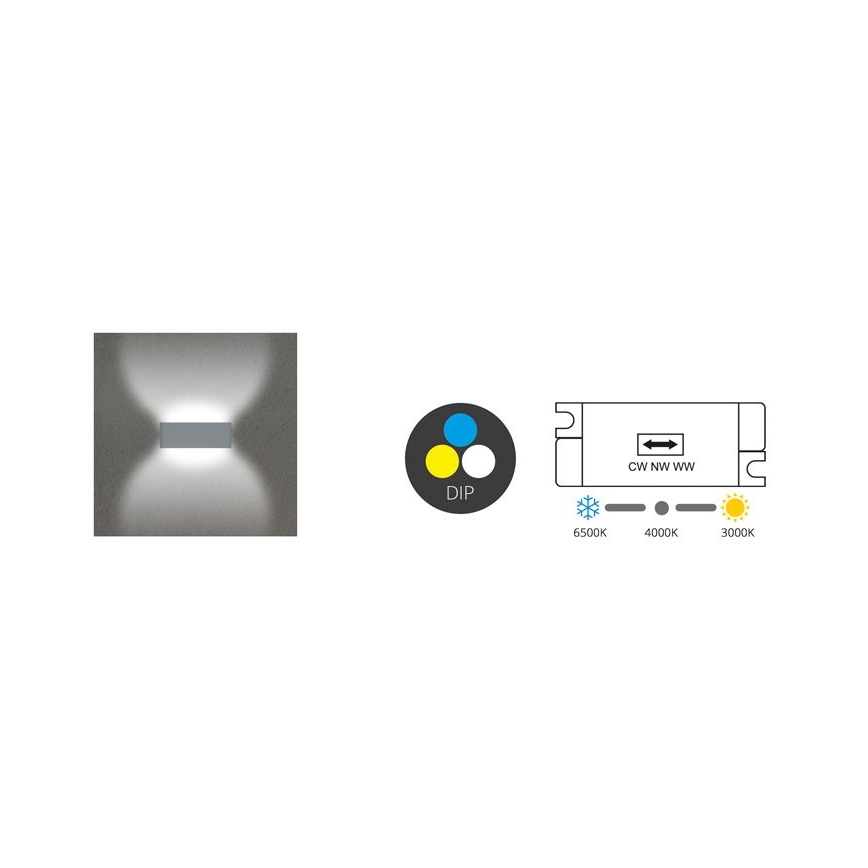 LED Zunanja stenska svetilka BRICK 2xLED/6W/230V 3000/4000/6500K IP65 črna
