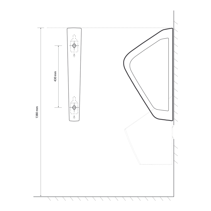 EcoStep 33001 - Delilna stena za pisoar 57,5x36 cm keramika/bela
