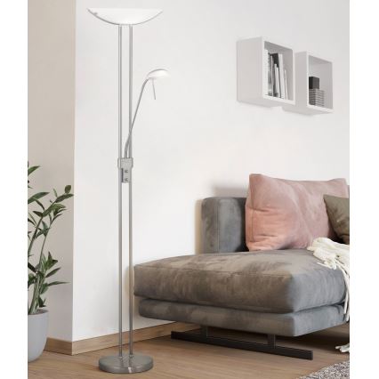 Eglo 25869 - Zatemnjevalna stoječa svetilka BAYA 1xR7s/230W/230V + 1xG9/33W matni krom