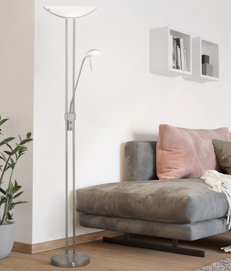 Eglo 25869 - Zatemnitvena stoječa svetilka BAYA 1xR7s/230W/230V + 1xG9/33W mat krom