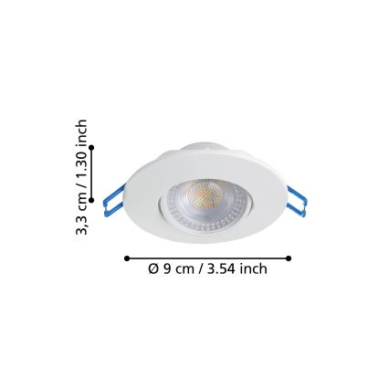 Eglo - Komplet 10x LED vgradna stropna svetilka LED/4,9W/230V 2700/4000/6500K premer 9 cm bela