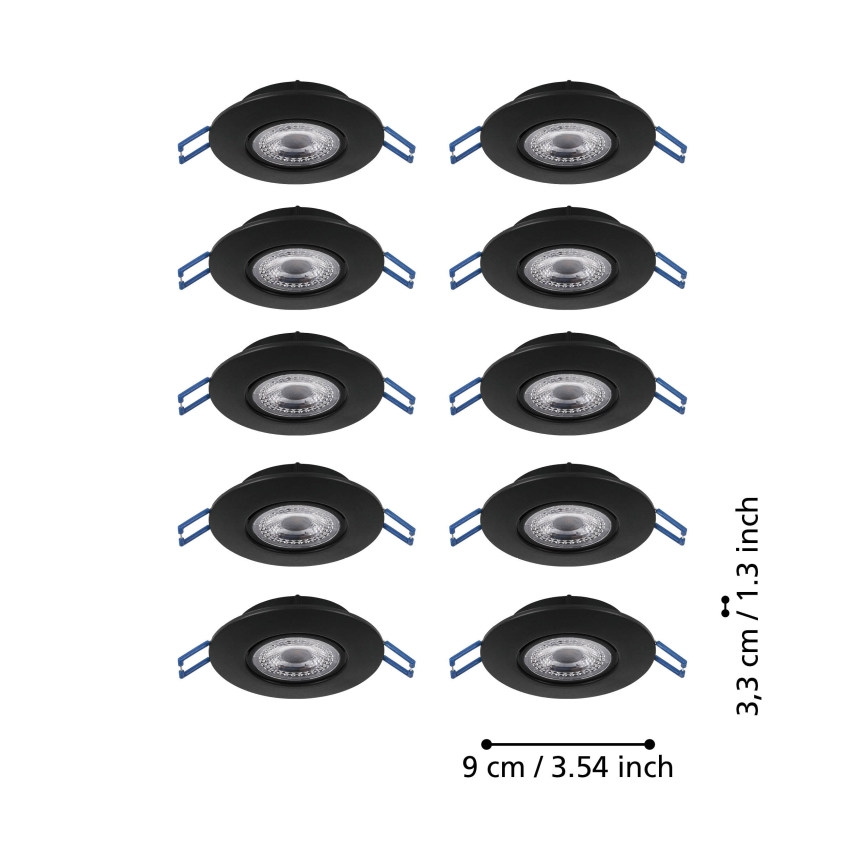 Eglo - Komplet 10x LED vgradnih stropnih svetilk LED/4,9W/230V 2700/4000/6500K premer 9 cm črna