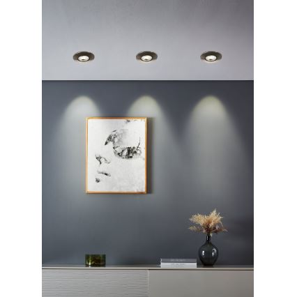 Eglo - Komplet 7 vgradnih LED stropnih svetilk LED/4,9W/230V 2700/4000/6500K, premer 9 cm, matni krom