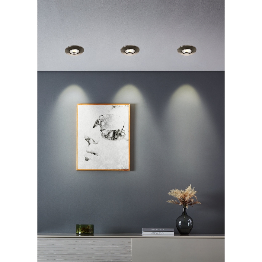 Eglo - Komplet 7 vgradnih LED stropnih svetilk LED/4,9W/230V 2700/4000/6500K, premer 9 cm, matni krom