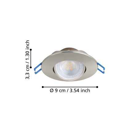 Eglo - Komplet 7 vgradnih LED stropnih svetilk LED/4,9W/230V 2700/4000/6500K, premer 9 cm, matni krom