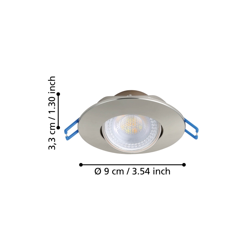 Eglo - Komplet 7 vgradnih LED stropnih svetilk LED/4,9W/230V 2700/4000/6500K, premer 9 cm, matni krom