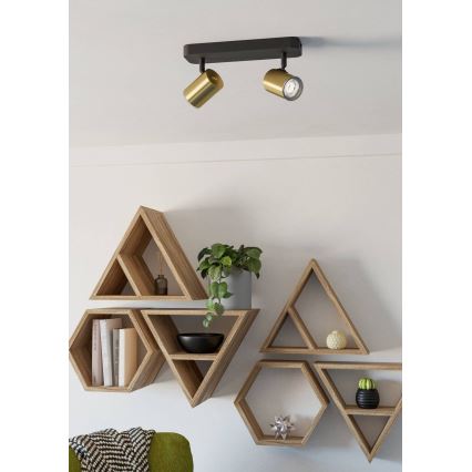 Eglo - Kopalniško smerno svetilo 2xGU10/5W/230V IP44 črna/zlata