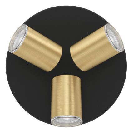 Eglo - Kopalniško točkovno svetilo 3xGU10/5W/230V premera 25 cm IP44 črna/zlata