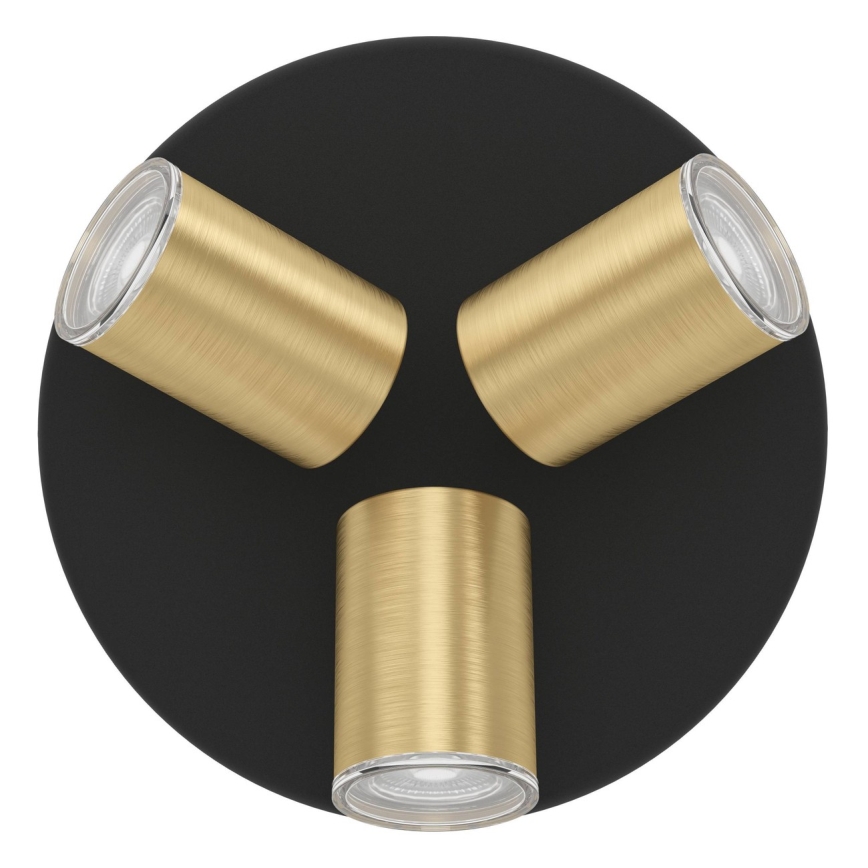 Eglo - Kopalniško točkovno svetilo 3xGU10/5W/230V premera 25 cm IP44 črna/zlata
