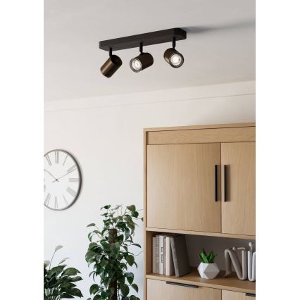 Eglo - Kopalniški reflektor 3xGU10/5W/230V IP44 črna/rjava