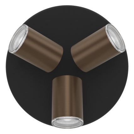 Eglo - Kopalniško smerno svetilo 3xGU10/5W/230V IP44 črno/rjavo