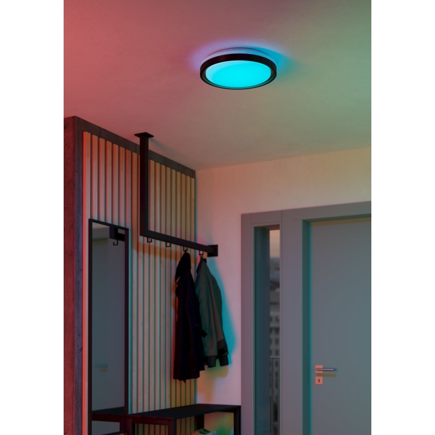 Eglo 300684 - LED RGBW zatemnljivo stropno svetilo MALERAMARA-Z LED/14W/230V 2700-6500K premer 35,7 cm črna/zlata + daljinski upravljalnik