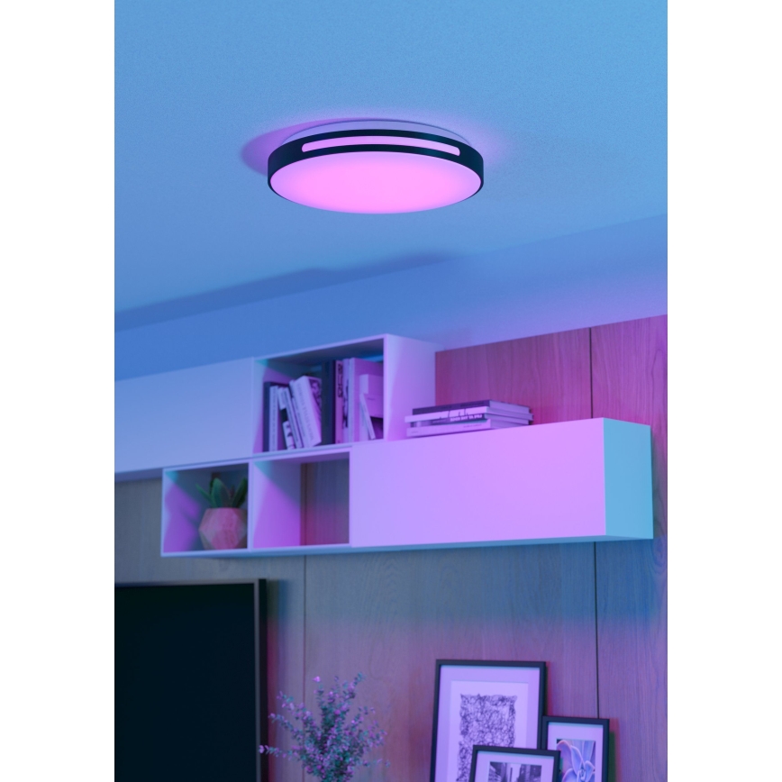 Eglo 300687 - LED RGBW stropna svetilka MONTEGRANARO-Z z možnostjo zatemnitve LED/18,5W/230V 2700-6500K premer 39,4 cm črna + z daljinskim upravljalnikom