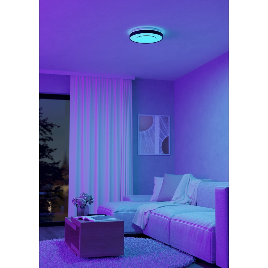 Eglo 300688 - LED RGBW zatemnljivo stropno svetilo MONTERIGGIONI-Z LED/18,5W/230V 2700-6500K premer 38,4 cm črna + daljinski upravljalnik