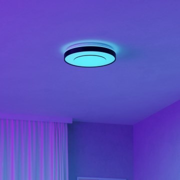 Eglo 300688 - LED RGBW zatemnljivo stropno svetilo MONTERIGGIONI-Z LED/18,5W/230V 2700-6500K premer 38,4 cm črna + daljinski upravljalnik