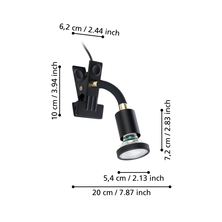 Eglo - LED svetilka s sponko 1xGU10/4,5W/230V črna