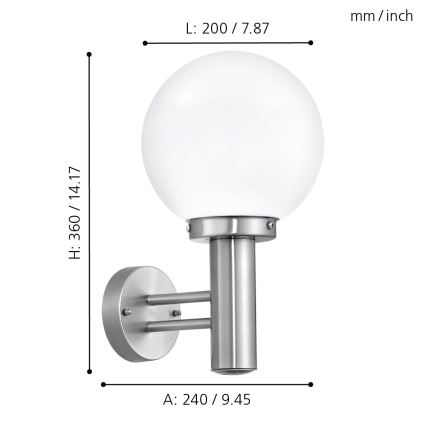 Eglo - Zunanja svetilka E27/60W/230V IP44