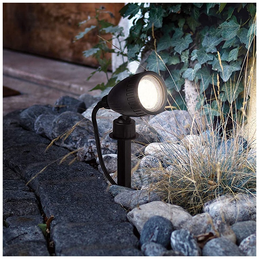 Eglo 31028 - Komplet 3x LED RGBW zunanjih svetilk NEMA-C 1xGU10/5W/230V 2700-6500K IP44 črna + daljinski upravljalnik