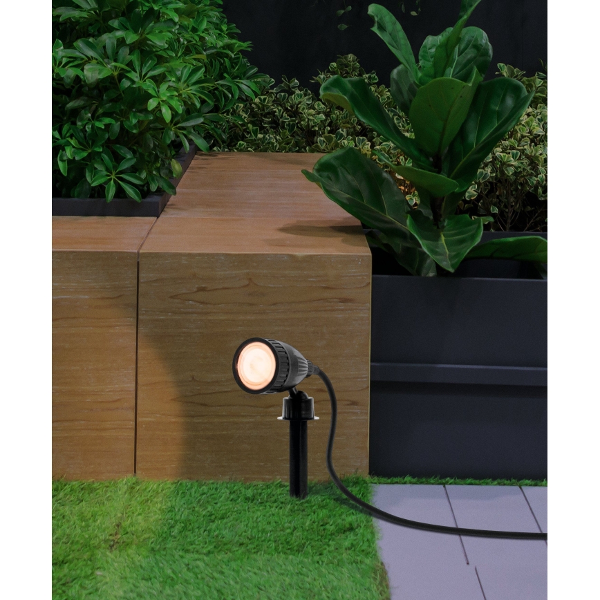 Eglo 31028 - Komplet 3x LED RGBW zunanjih svetilk NEMA-C 1xGU10/5W/230V 2700-6500K IP44 črna + daljinski upravljalnik