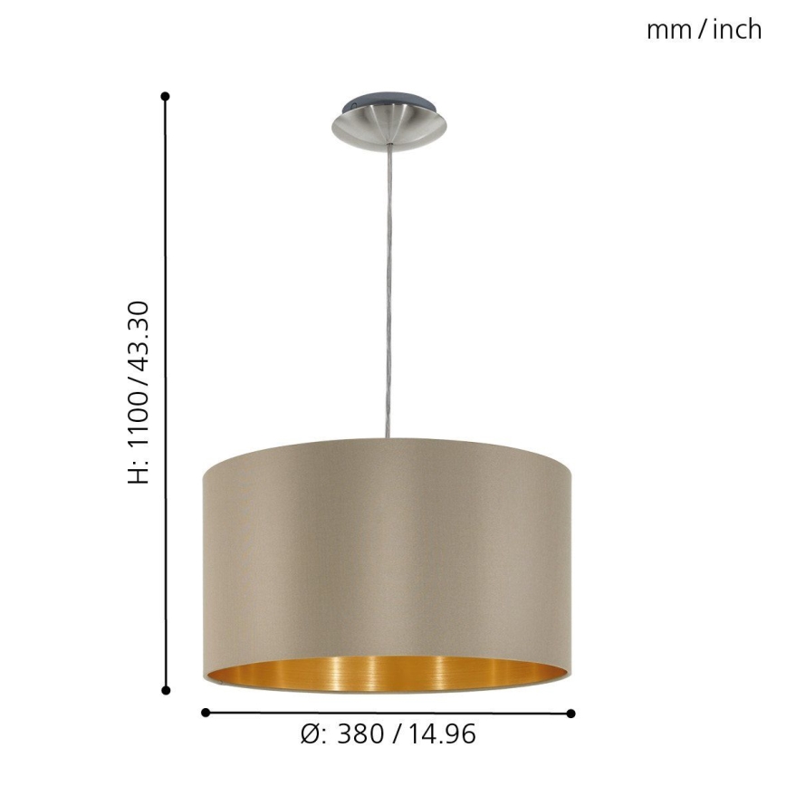 Eglo - Lestenec na vrvici 1xE27/60W/230V taupe